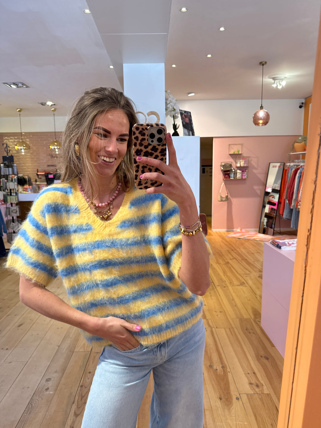 Stripe top yellow/blue
