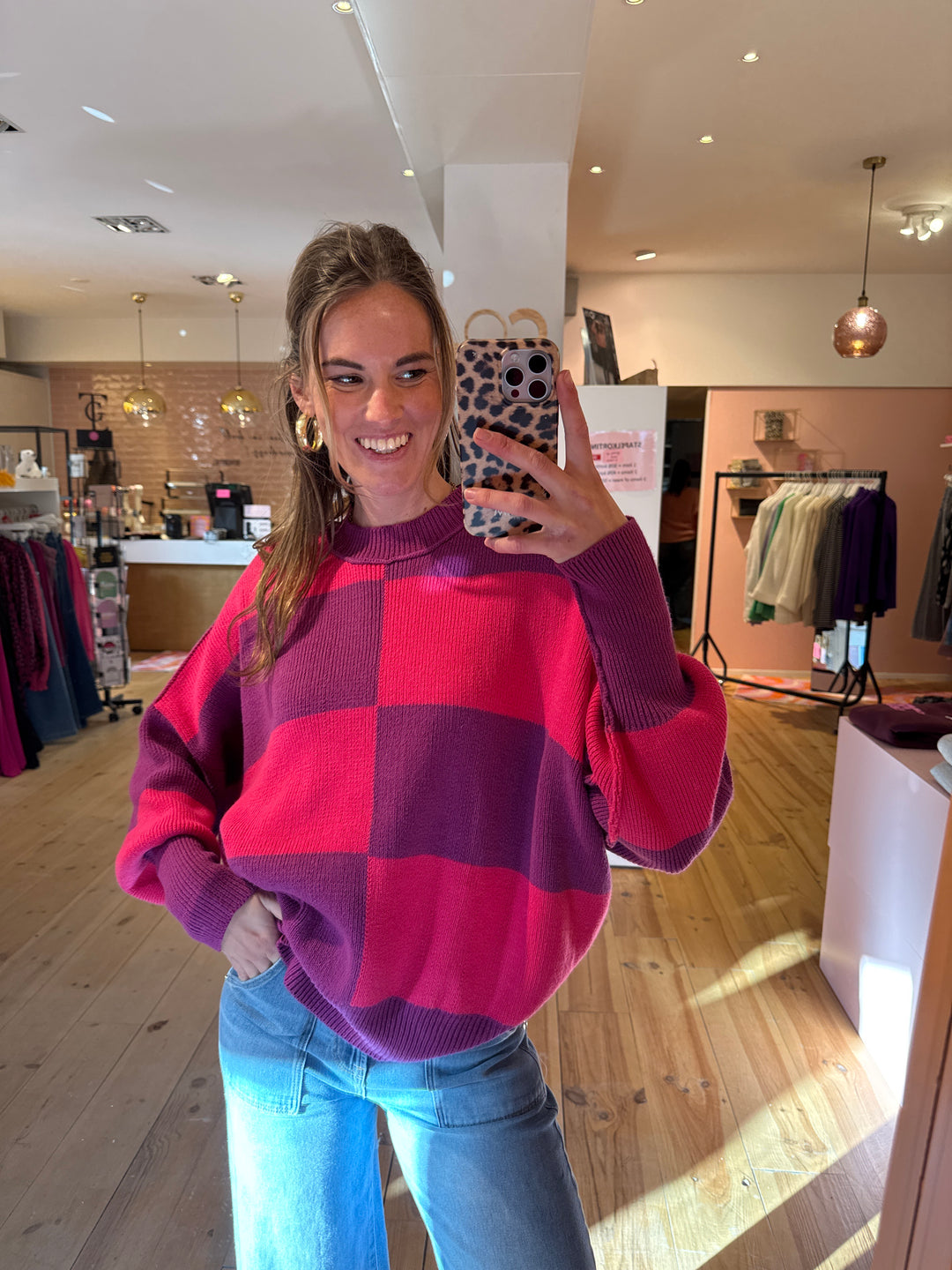 Square knit- pink