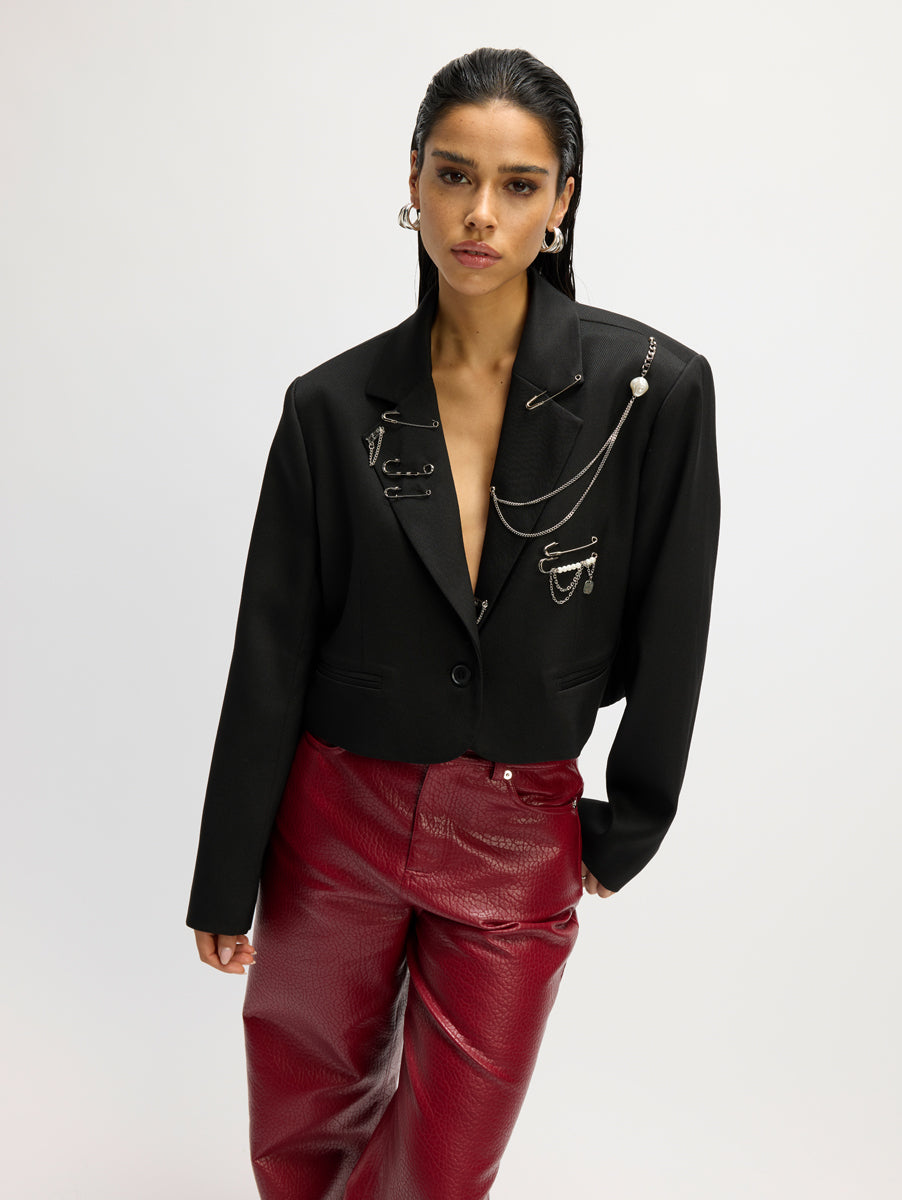 Cropped blazer Niv - black