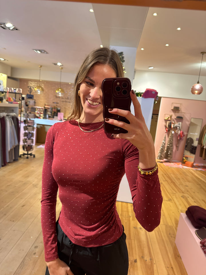 Strass top bordeaux