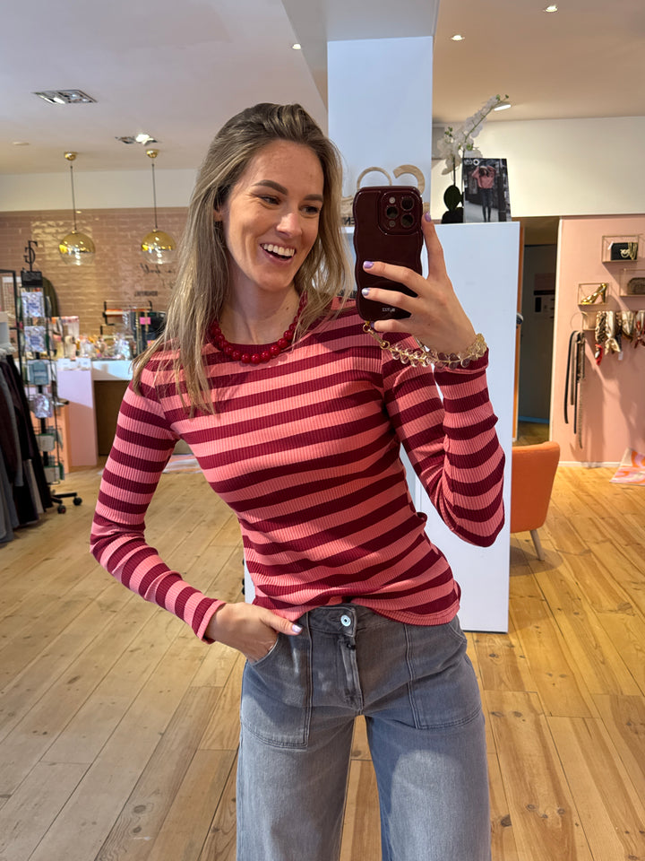 Striped top - pink/bordeaux