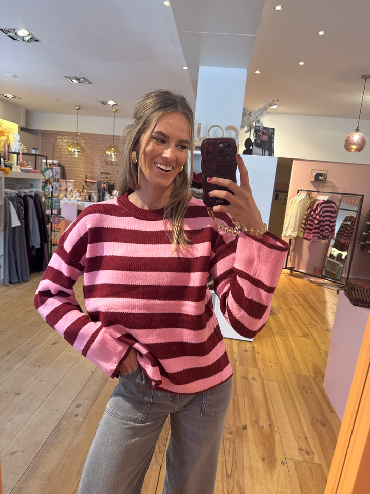 Stripe sweater pink/burgundy