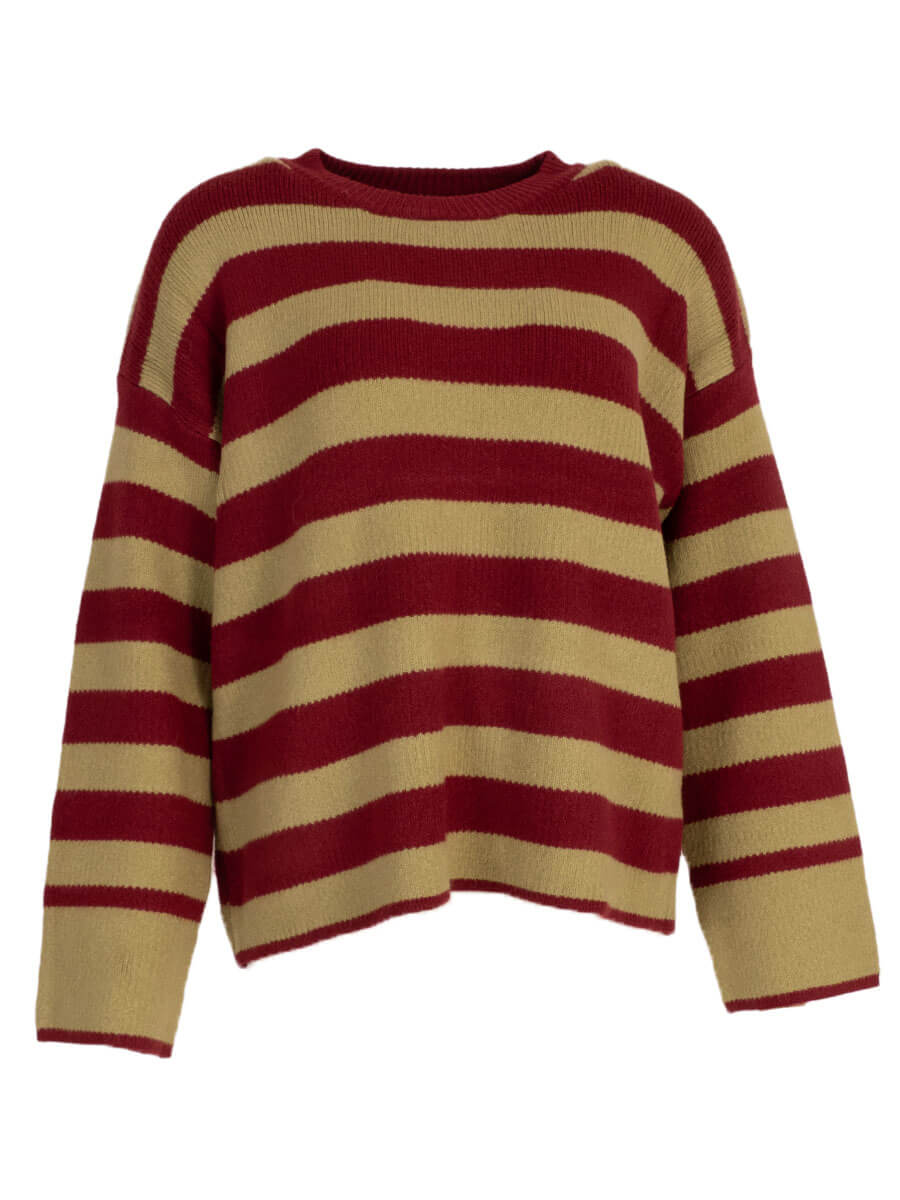 Stripe sweater groen/bordeaux