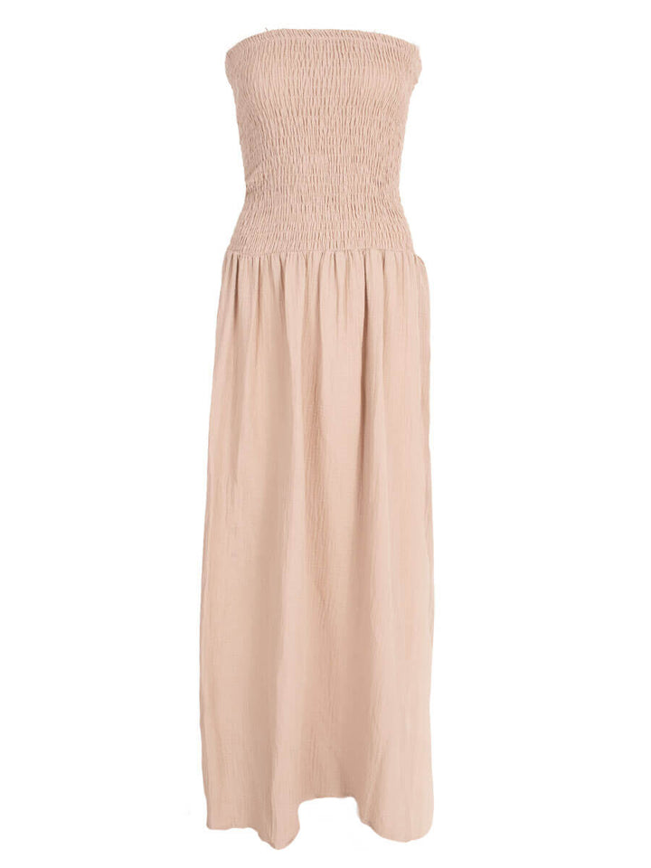 Smocked dress - beige