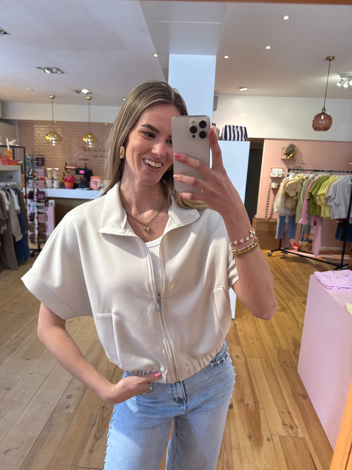 Zipper top - beige