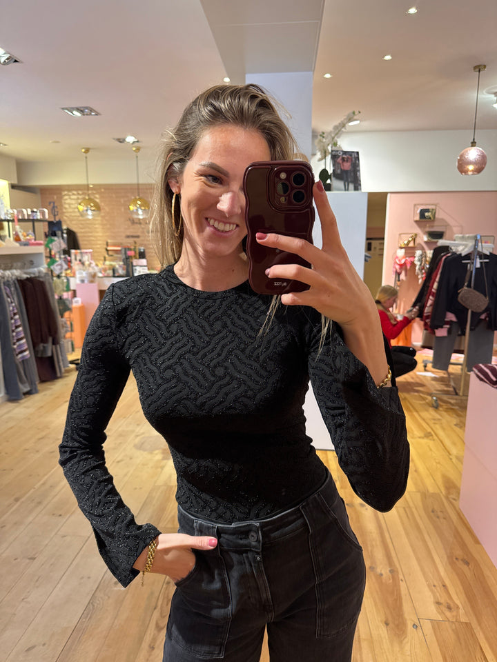 glitter bodystocking refined department met flared mouwen stretch stof