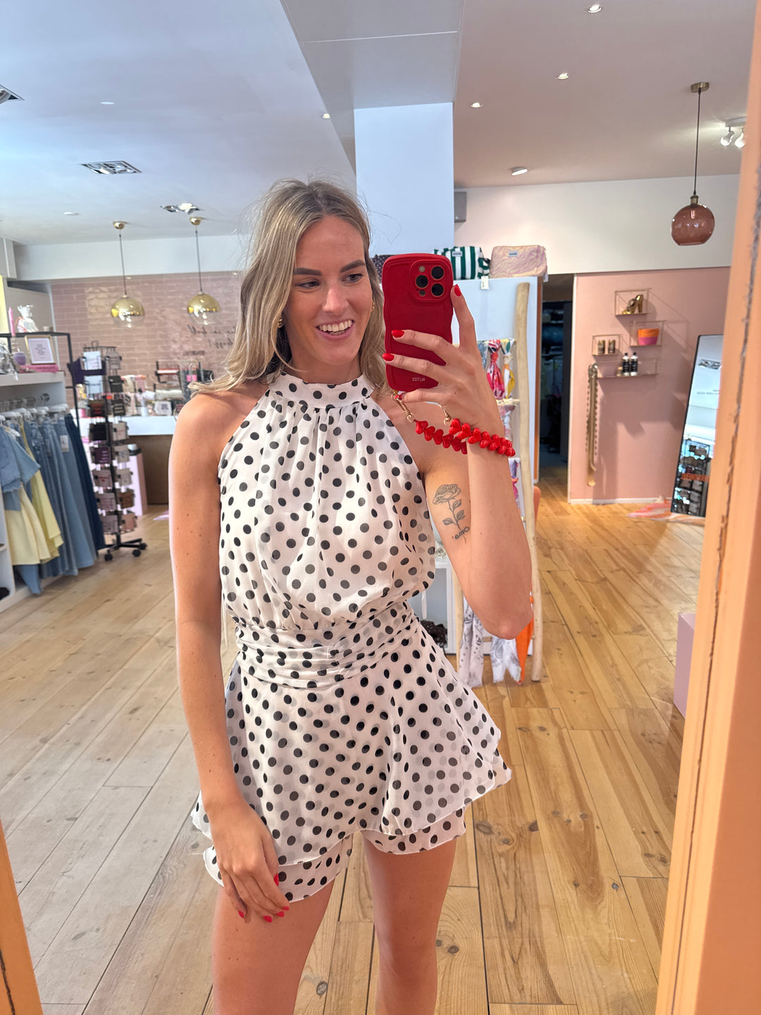 Playsuit dots - white black