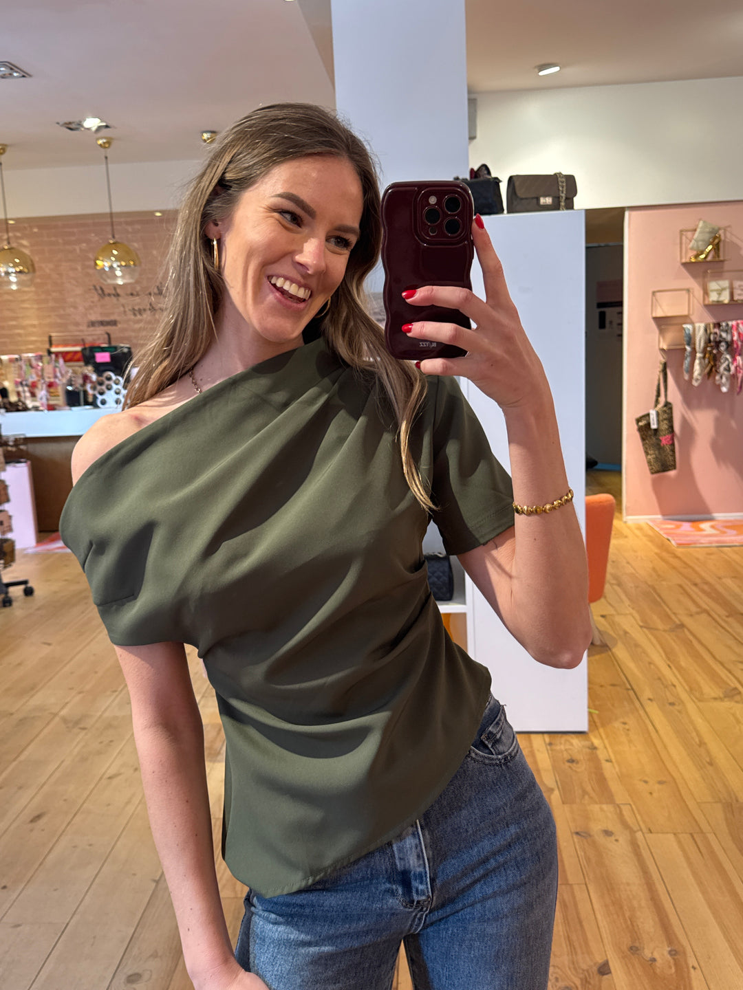 Draped top - khaki
