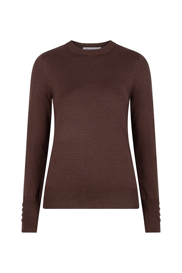 aangesloten bruine top, zachte stof chocolade bruin