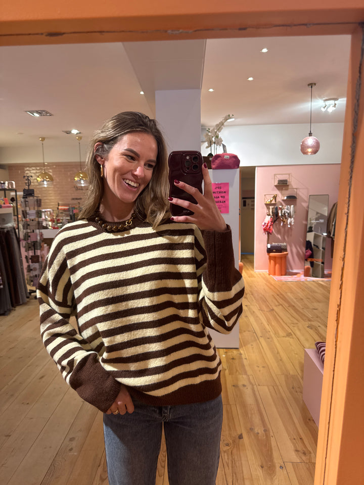 Trui Sanne - bruin/geel