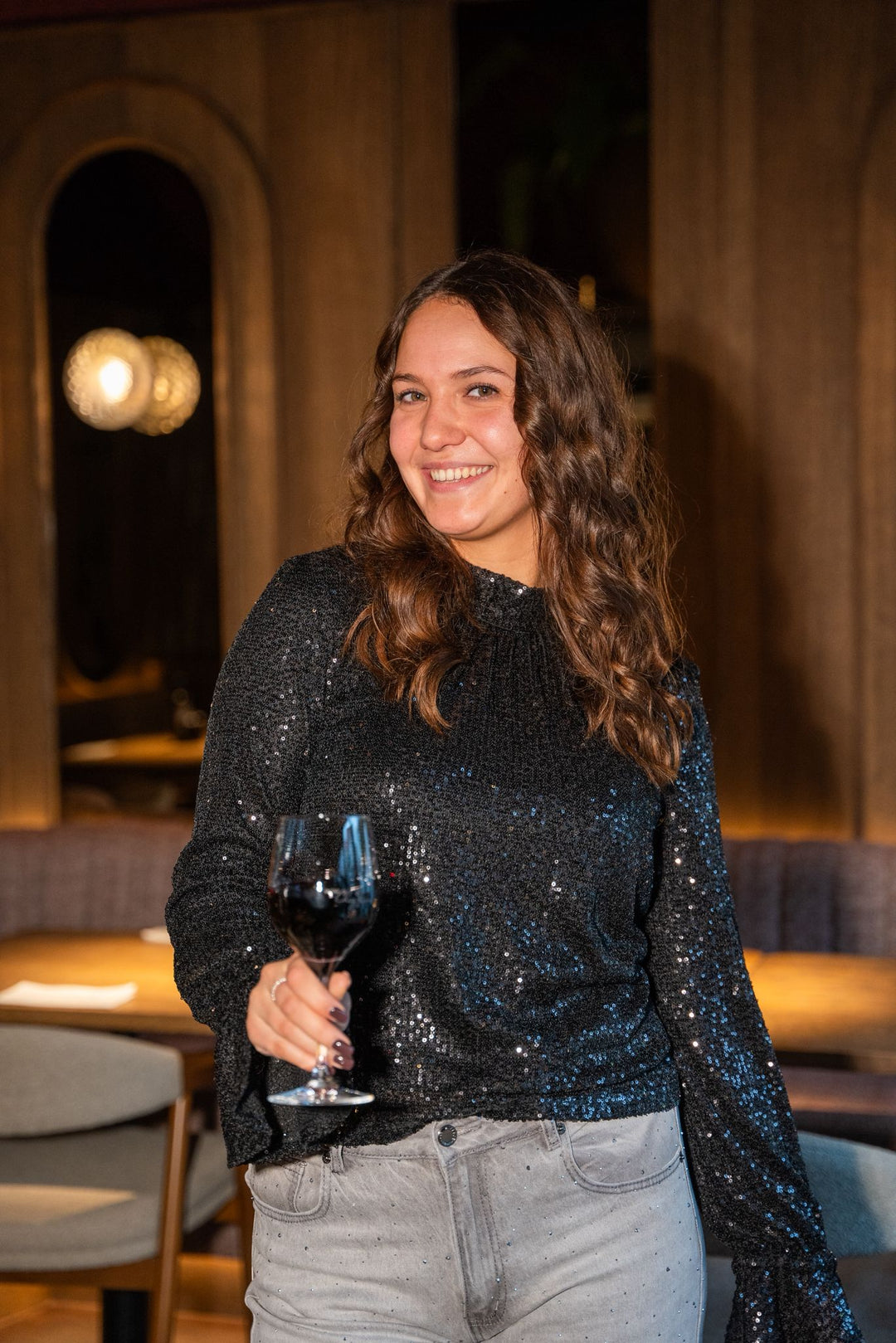 Sequin glitter top - zwart