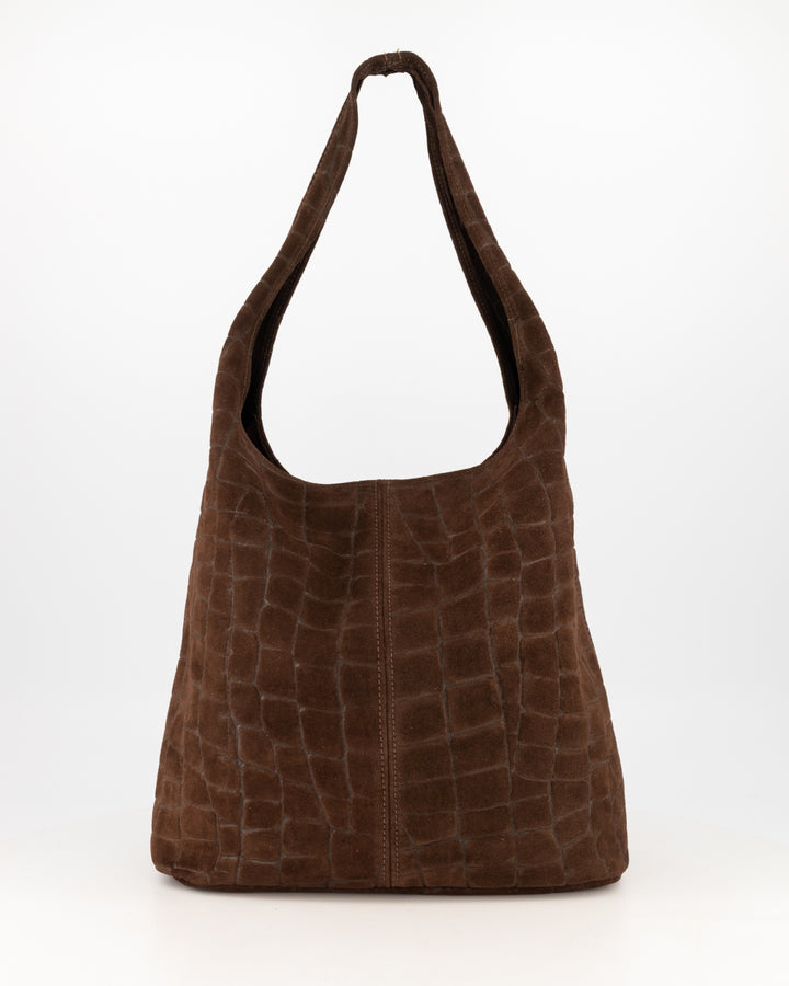 Loreen croco bag - dark brown