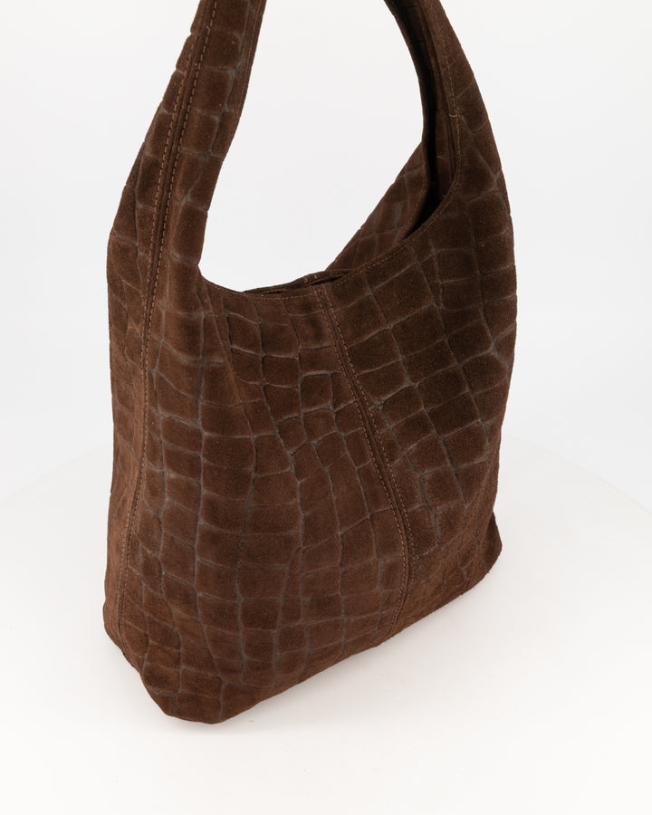 Loreen croco bag - dark brown