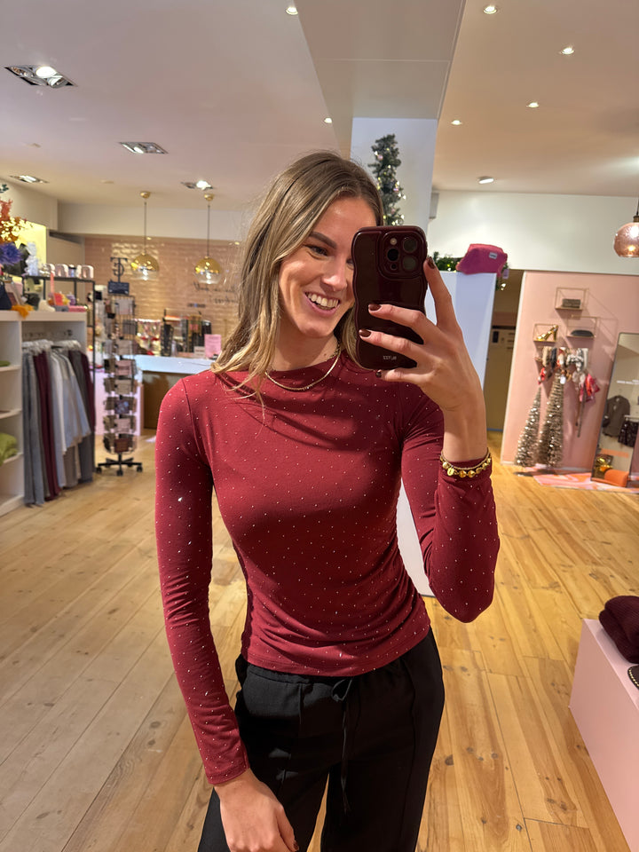 Strass top bordeaux