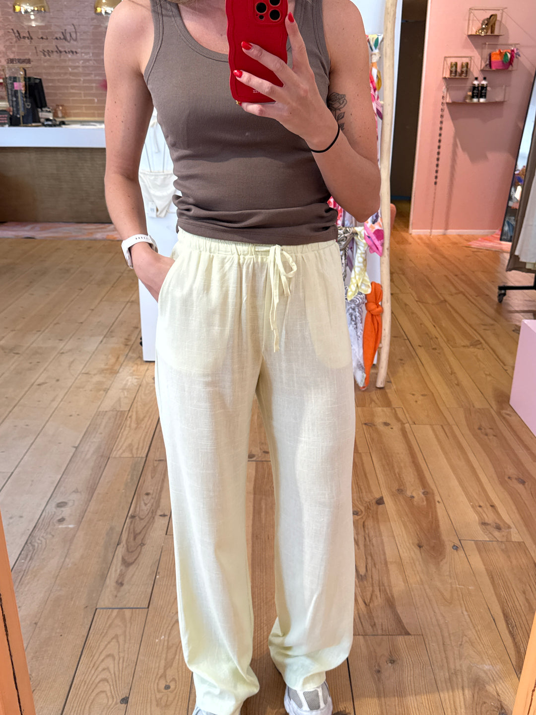 Linnen pants - yellow