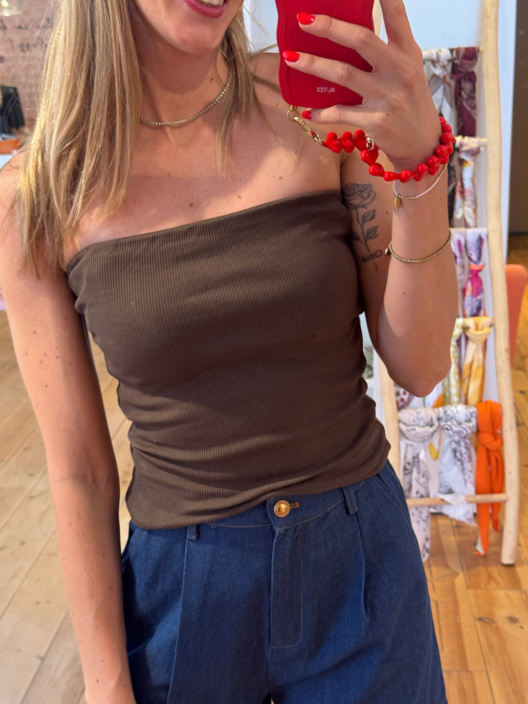 Strapless top bruin