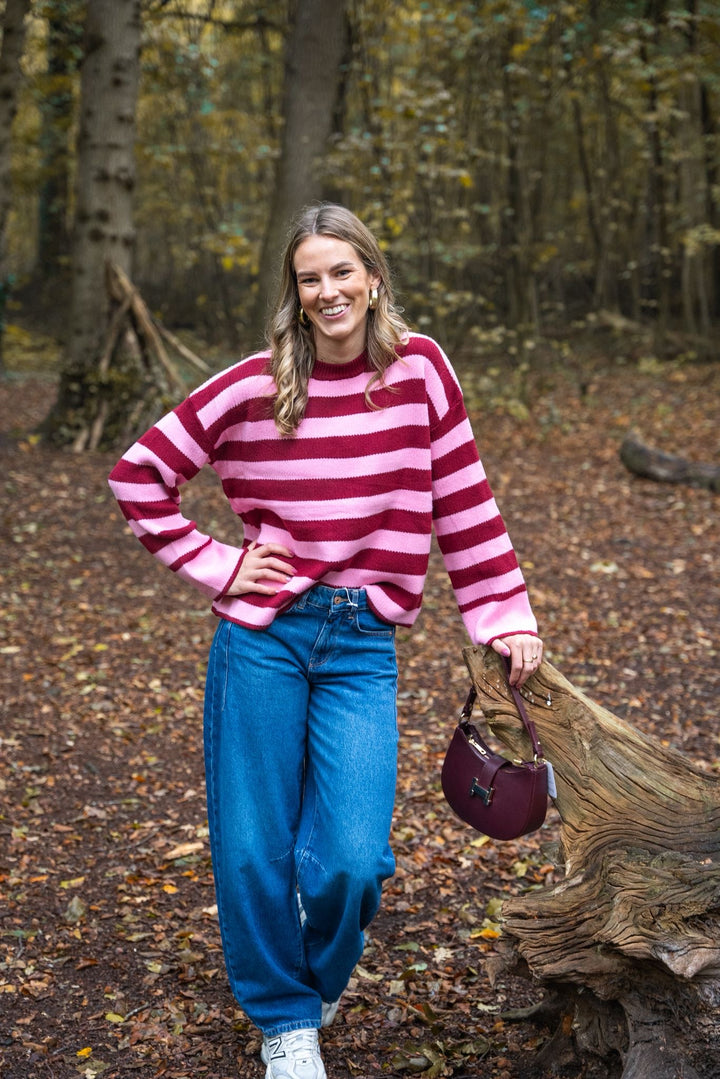 Stripe sweater pink/burgundy