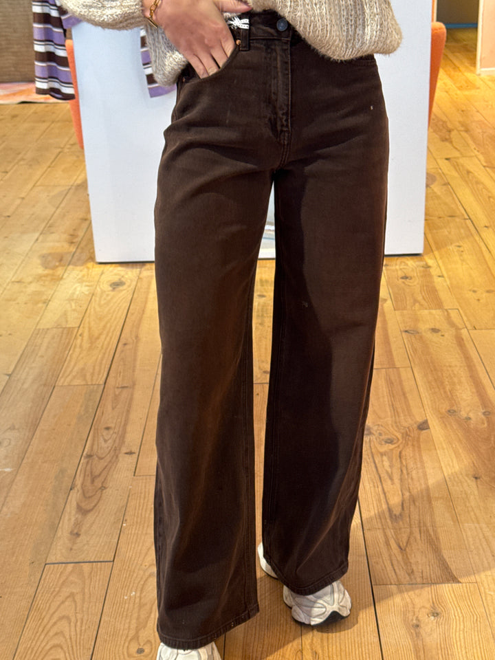 Wide leg jeans bruin