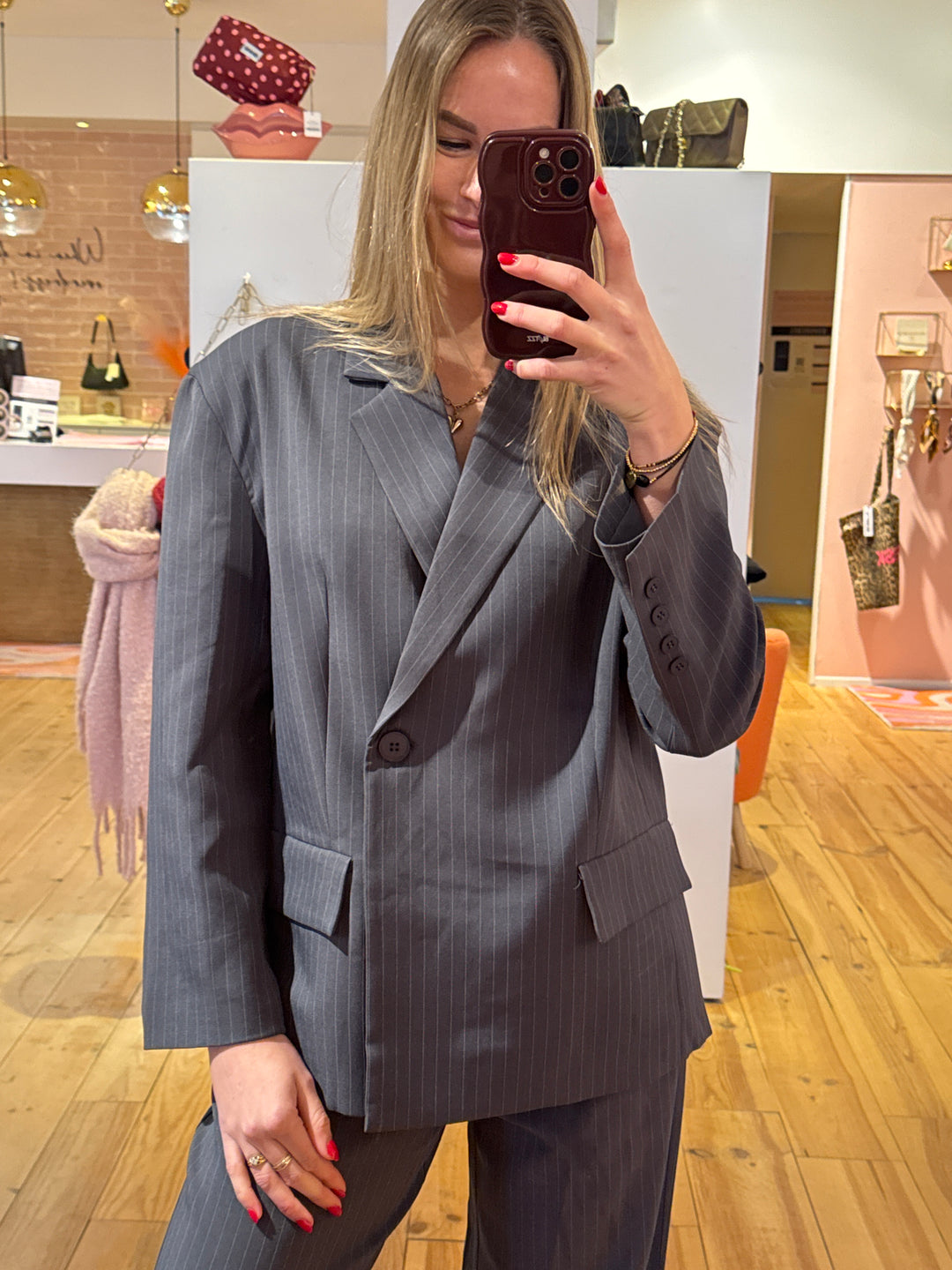 Pintstripe oversized blazer