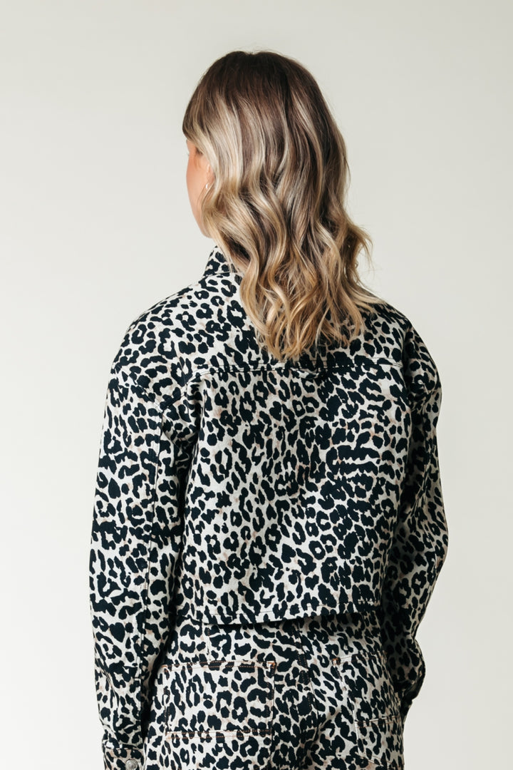 Olle denim leopard blouse