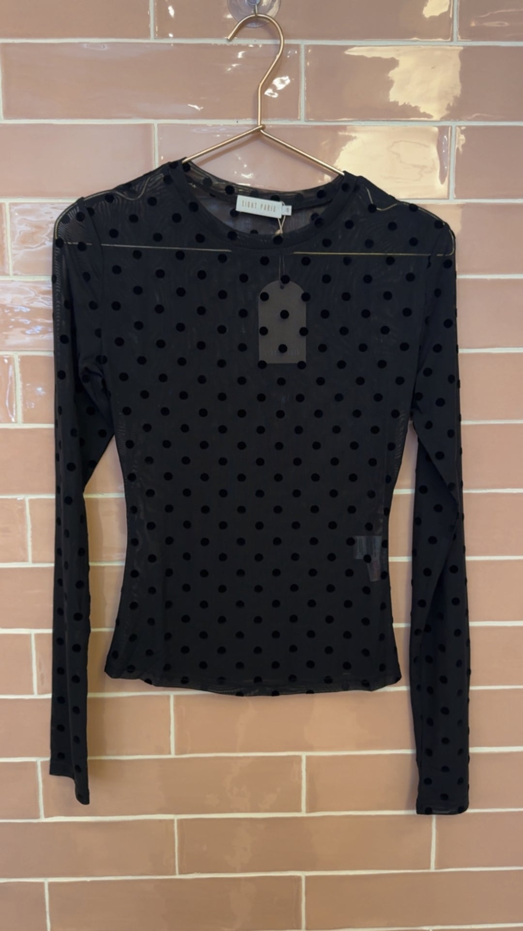 Dots mesh top - zwart