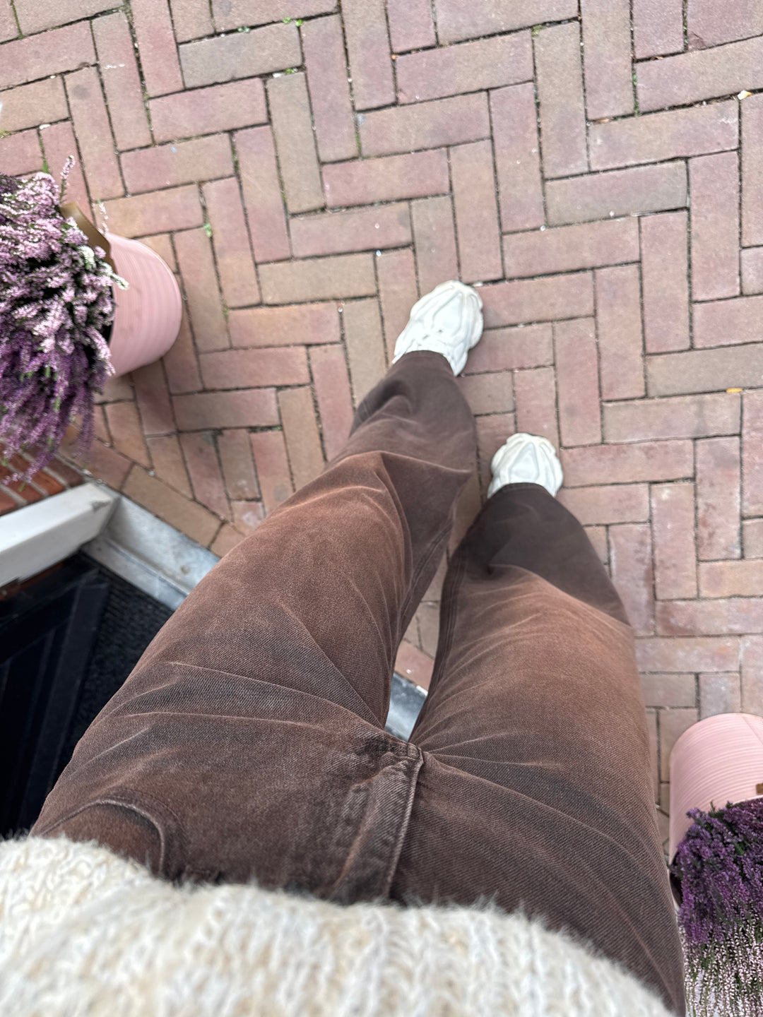 Wide leg jeans bruin