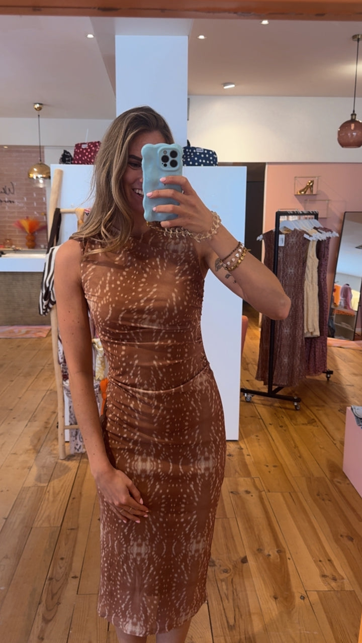 Mesh dress - mocca
