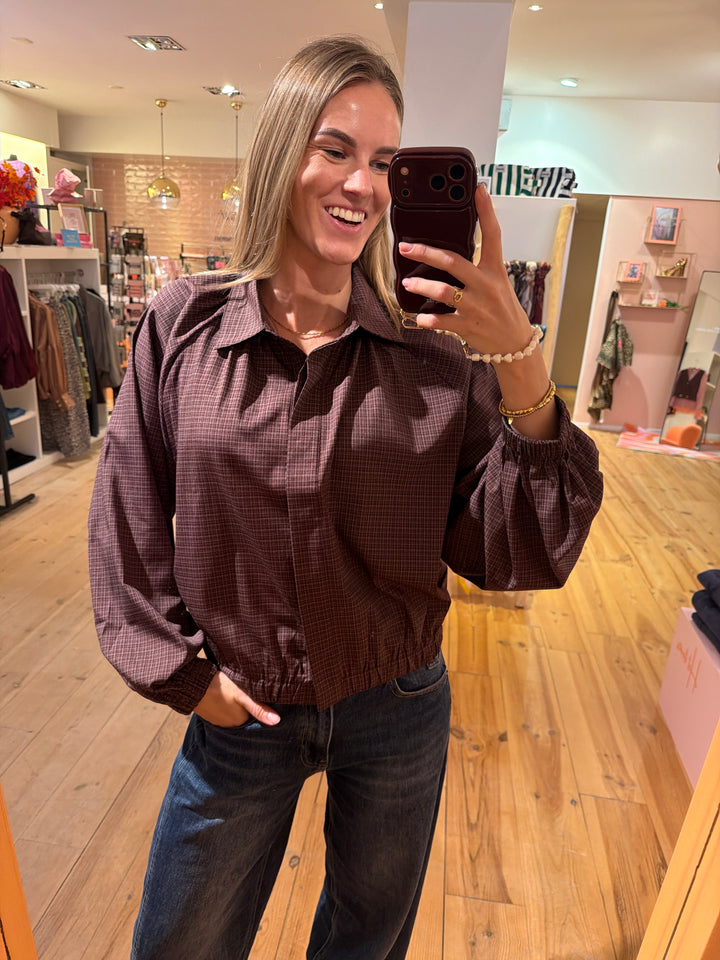 Blouse checked - bordeaux
