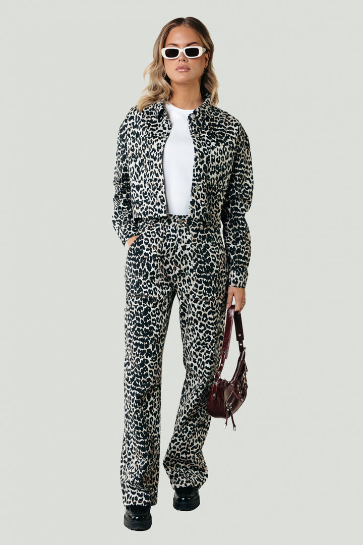 Olle denim leopard blouse