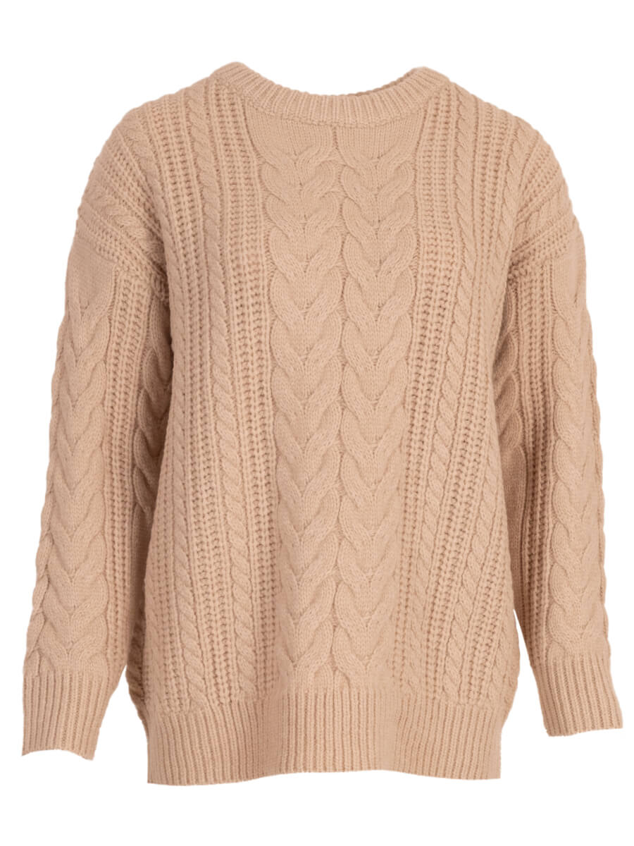 Kabel trui - beige