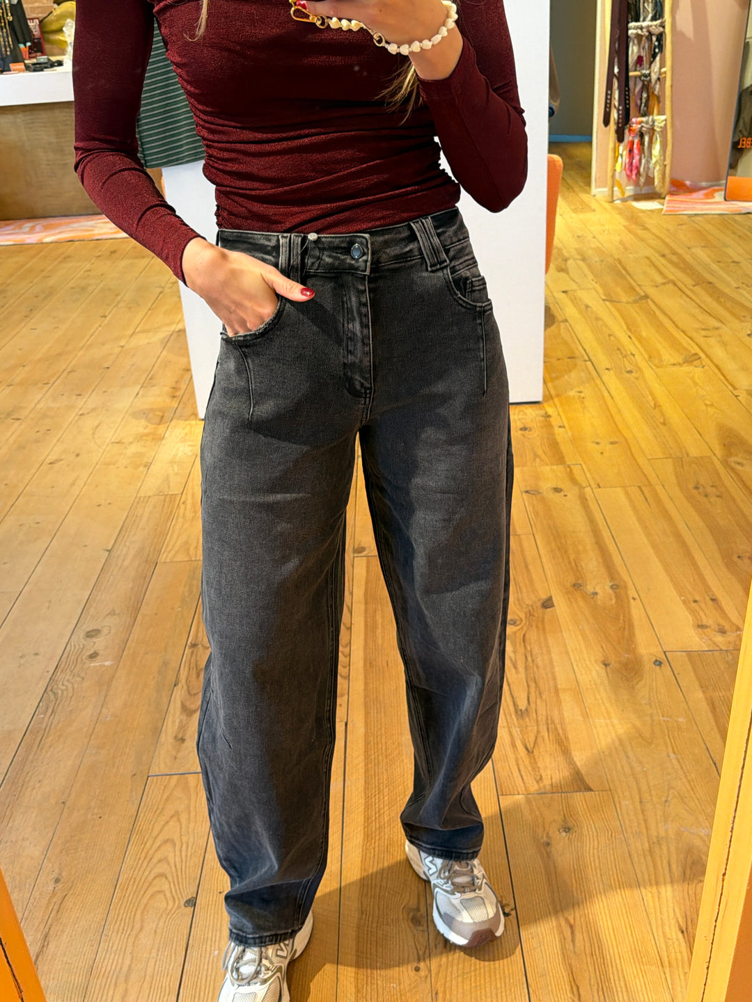 Jeans balloon grey stretch